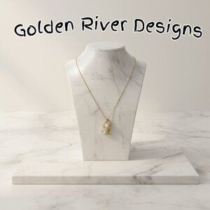 18K Gold Plated Zircon Pearl Flower Necklace